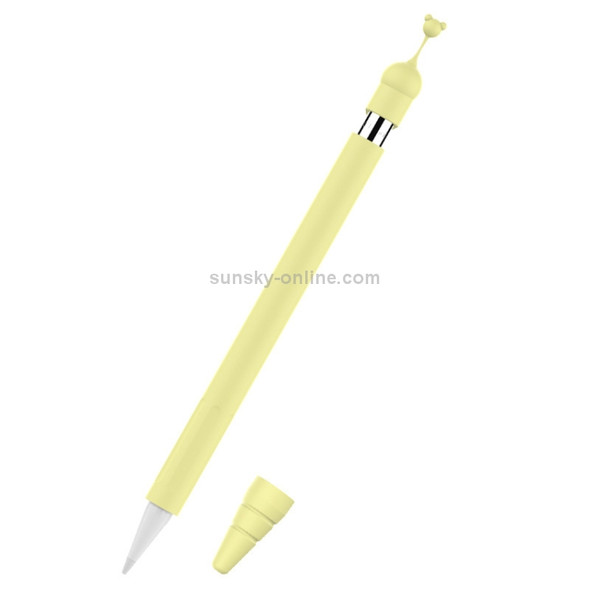 Anti-lost Cap Silicone Protective Cover for Apple Pencil 1(Yellow)