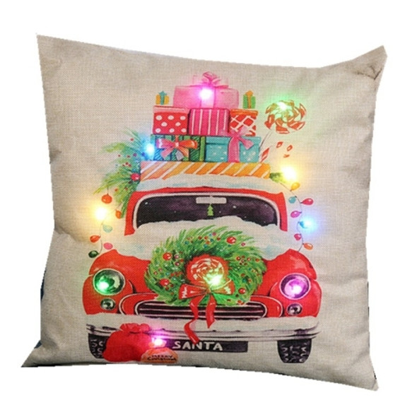 Christmas Series LED Sofa Pillow Cushion Cover Pillowcases Without Pillow Core(Christmas Car)