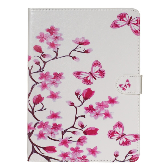 For iPad Air / Air 2 / iPad Pro 9.7 (2016) / iPad 9.7 (2017) / iPad 9.7 (2018) Colored Drawing Pattern Horizontal Flip PU Leather Case with Holder & Card Slots(Butterfly Love Flower)