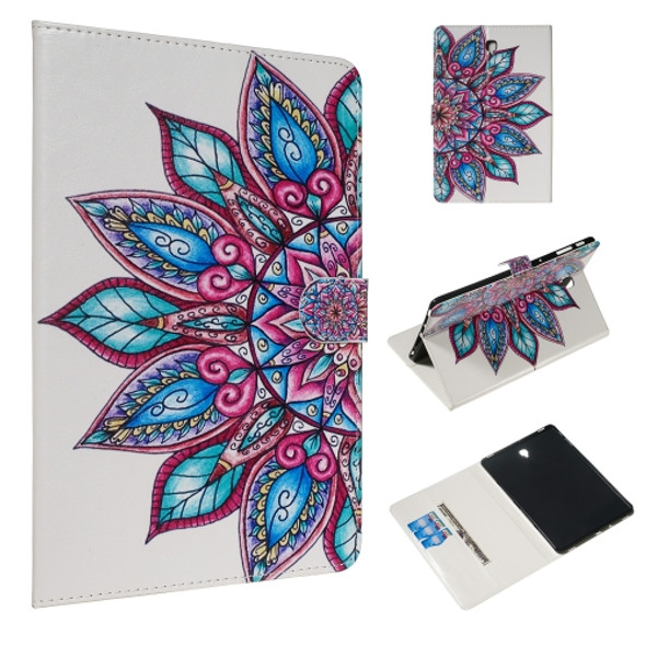 For Galaxy Tab S4 10.5 T830 / T835 Colored Drawing Pattern Horizontal Flip PU Leather Case with Holder & Card Slots(Half Flower)