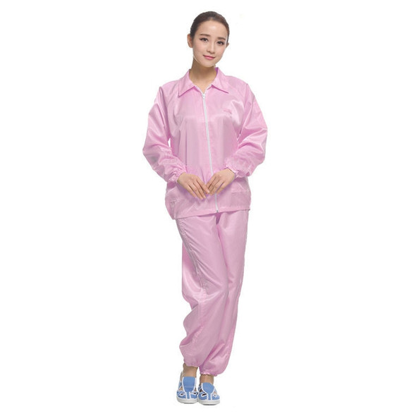 Anti Static Split Lapel Dustless Clothing Food Protection Stripe Clean Clothes, Size:XL(Pink)