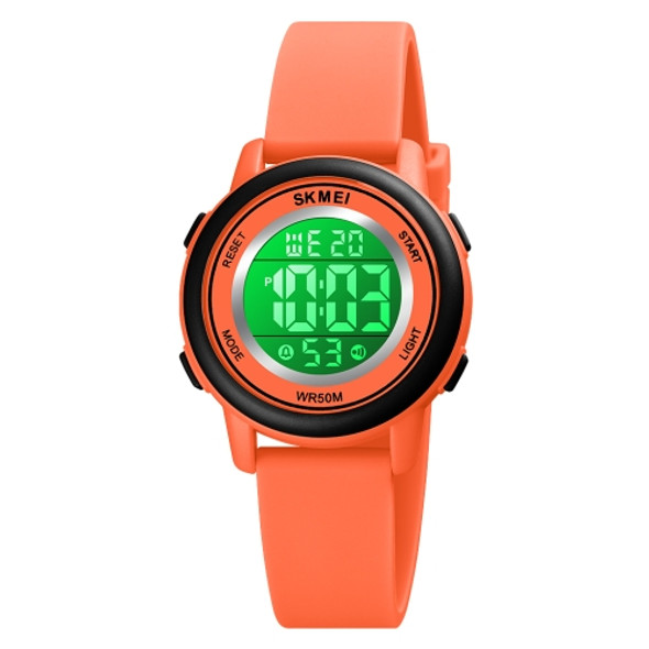 SKMEI 1721 Triplicate Round Dial LED Digital Display Luminous Silicone Strap Electronic Watch(Orange)