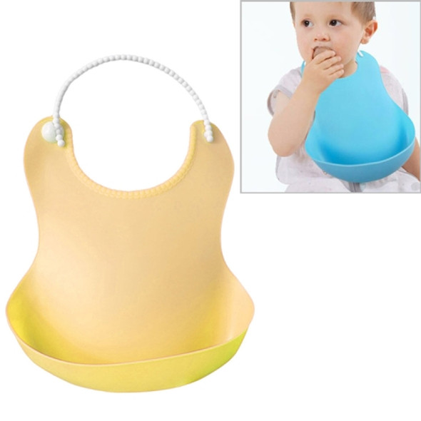 Baby Infant Toddler Waterproof Silicone Bib Infants Feeding Lunch Roll-up Apron(YELLOW)