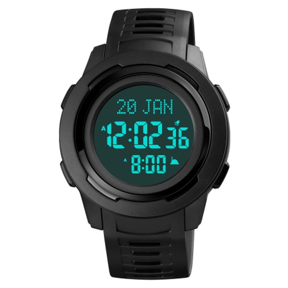 SKMEI 1729 Qibla Calendar Timing Multifunctional LED Digital Display Luminous Electronic Watch(Black)