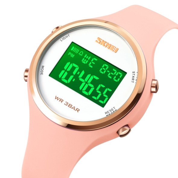 SKMEI 1720 Round Dial LED Digital Display Luminous Silicone Strap Electronic Watch(Pink)