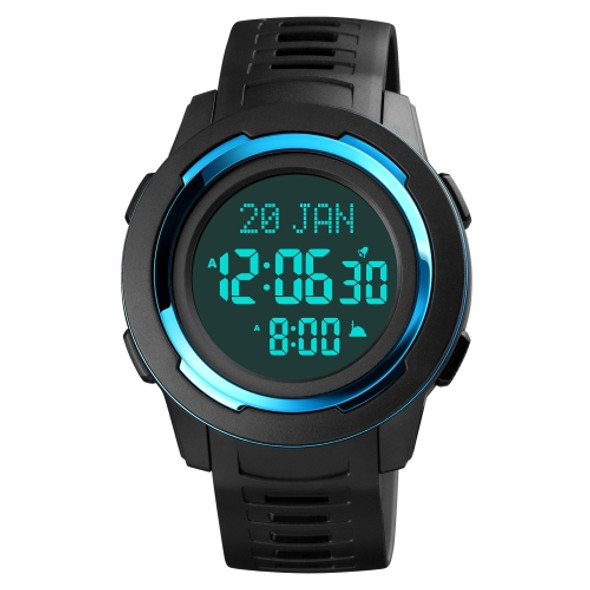 SKMEI 1729 Qibla Calendar Timing Multifunctional LED Digital Display Luminous Electronic Watch(Blue and Black)