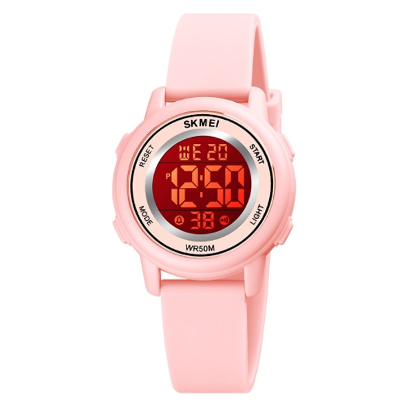 SKMEI 1721 Triplicate Round Dial LED Digital Display Luminous Silicone Strap Electronic Watch(Pink)