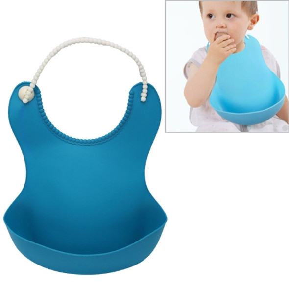 Baby Infant Toddler Waterproof Silicone Bib Infants Feeding Lunch Roll-up Apron(Dark Blue)