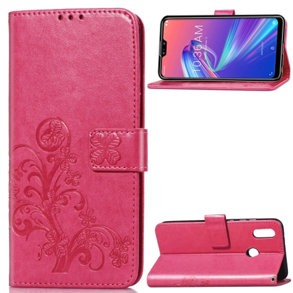 Lucky Clover Pressed Flowers Pattern Leather Case for ASUS ZB633KL, with Holder & Card Slots & Wallet & Hand Strap (Rose Red)