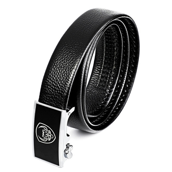 Men Casual Cow Leather Belt Waistband with Buckle Head, Length: 120cm(Black)