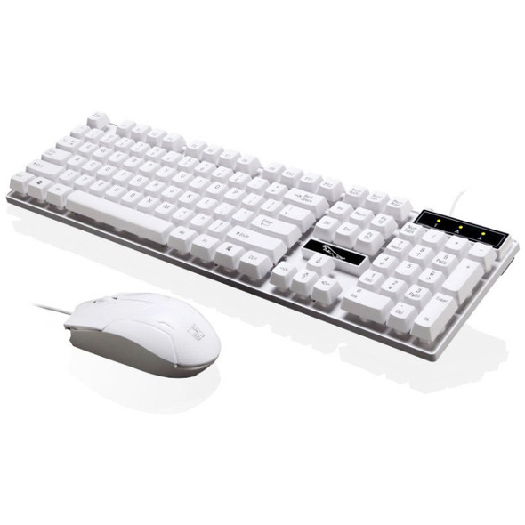 Chasing Leopard Q17 104 Keys USB Wired Suspension Gaming Office Keyboard + Wired Symmetrical Mouse Set, Keyboard Cable Length: 1.4m, Mouse Cable Length: 1.3m(White)