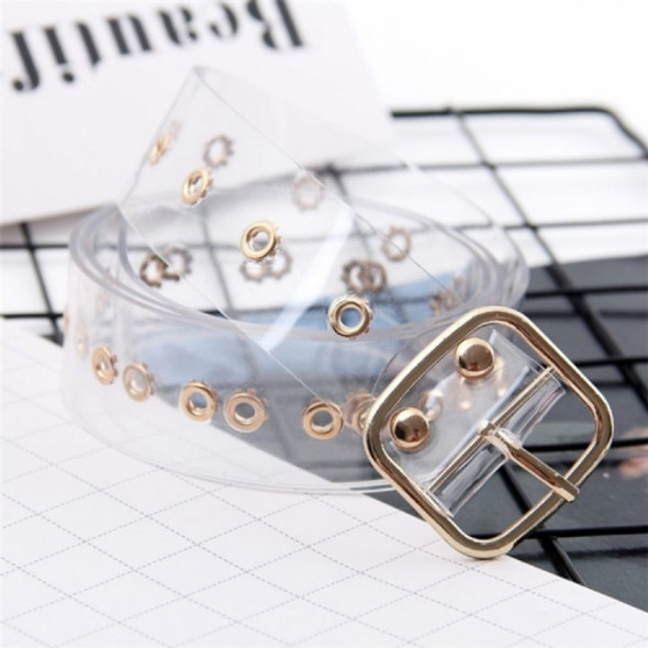 Plastic Transparent Wide Belt for Women, Length: 100cm(Gold square)