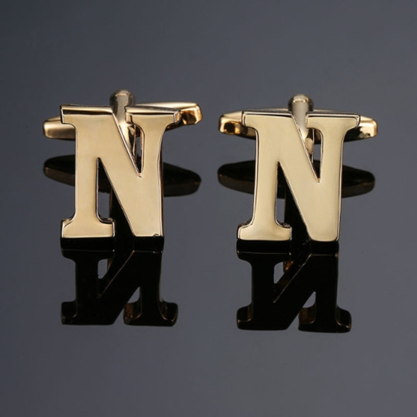 1 pair gold letters A-Z name Cufflinks men French shirt Cufflinks(N)