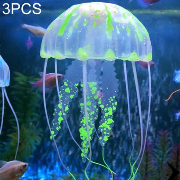 3 PCS Aquarium Articles Decoration Silicone Simulation Fluorescent Sucker Jellyfish, Size: 5*17cm (Green)