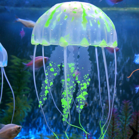 3 PCS Aquarium Articles Decoration Silicone Simulation Fluorescent Sucker Jellyfish, Size: 5*17cm (Green)