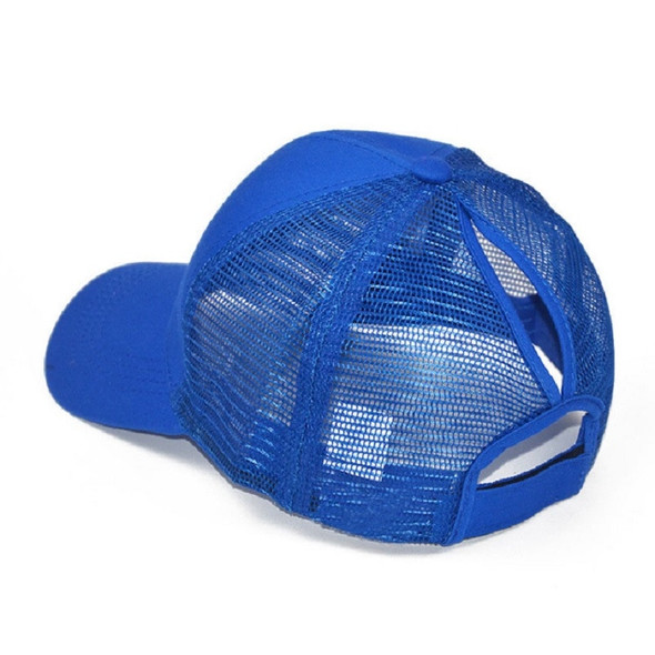 Summer Cotton Mesh Opening Ponytail Hat Sunscreen Baseball Cap, Specification:No Mark(Royal Blue)