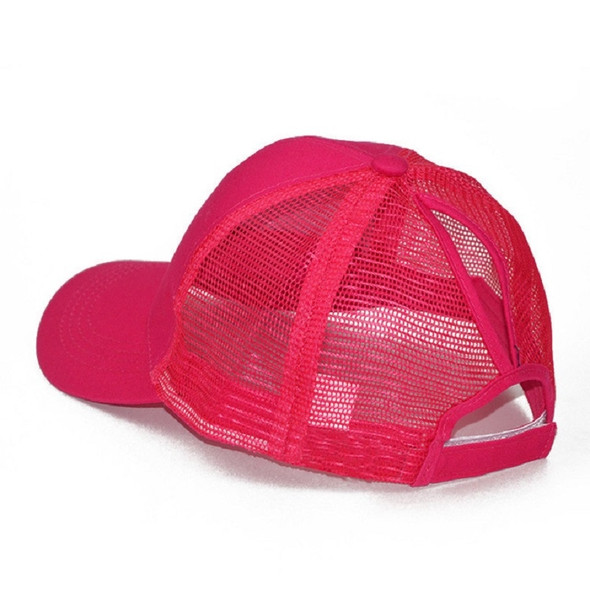 Summer Cotton Mesh Opening Ponytail Hat Sunscreen Baseball Cap, Specification:No Mark(Rose Red)