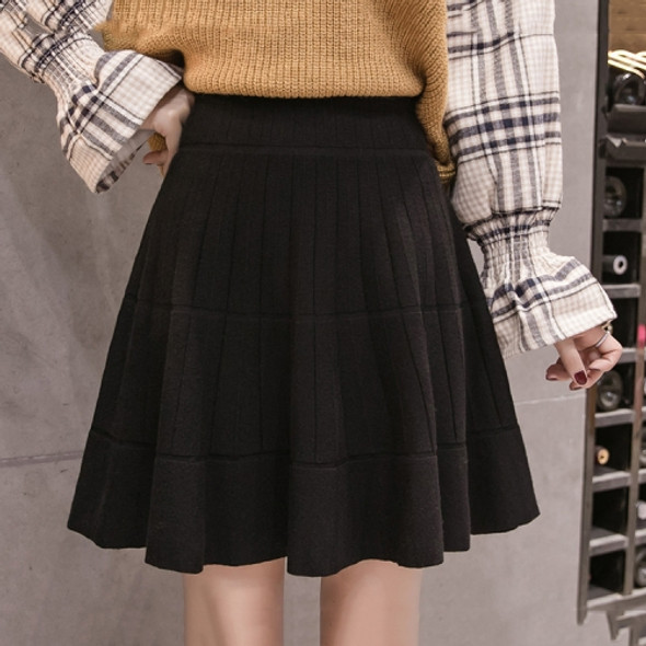 High Waist Slimming Core-Spun Yarn Fabric Knitted Skirt, Size: Free Size(Black)