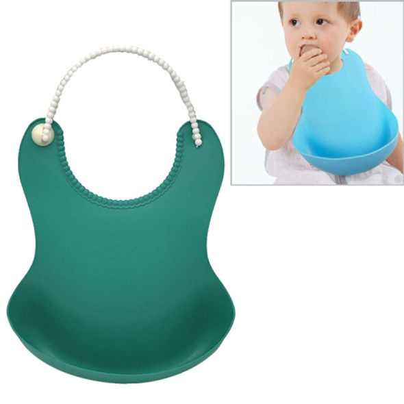 Baby Infant Toddler Waterproof Silicone Bib Infants Feeding Lunch Roll-up Apron(Dark Green)