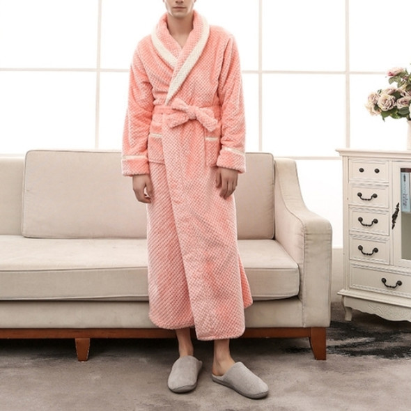 Male Couple Models Thick Warm Long Paragraph Large Size Terry Cloth Bathrobe, Size:XL(Orange Powder)