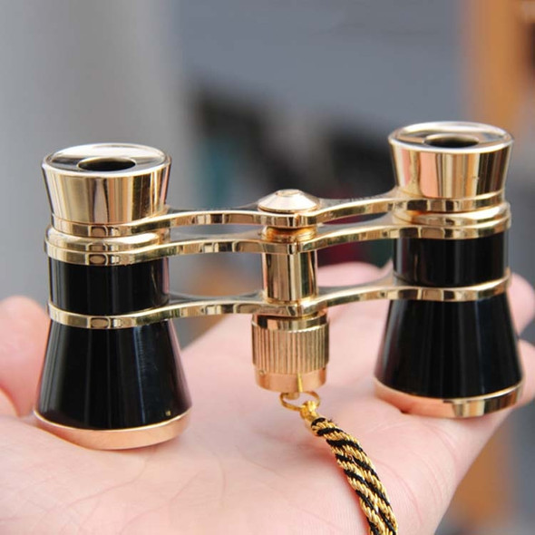 3x25mm Classical Ladies Drama Watching Telescope Carrying Binoculars With Chain(Black)