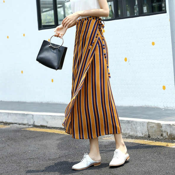 Summer Irregular Striped Skirt, Size:  One Size(Yellow )