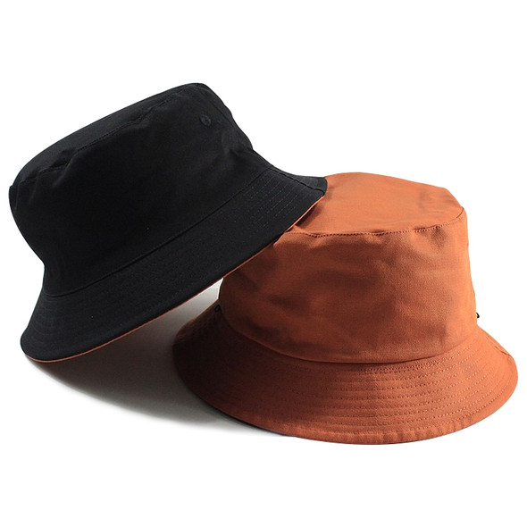 Solid Color Cotton Double-sided Wearable Fisherman Hat for Women, Size:XXL (Black Orange)