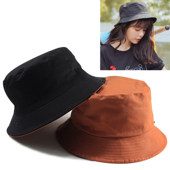 Solid Color Cotton Double-sided Wearable Fisherman Hat for Women, Size:XXL (Black Orange)