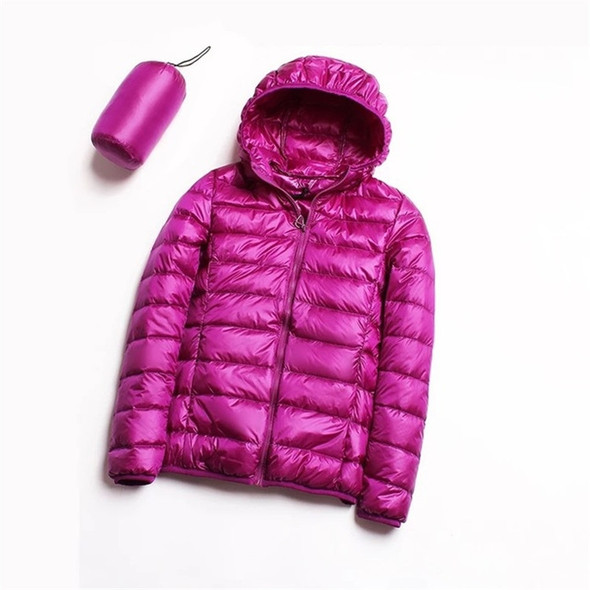 Casual Ultra Light White Duck Down Jacket Women Autumn Winter Warm Coat Hooded Parka, Size:XXL(Purple)