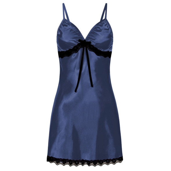 3 PCS Sling Lace Sexy Perspective Lingerie Nightdress, Size:L (Blue)