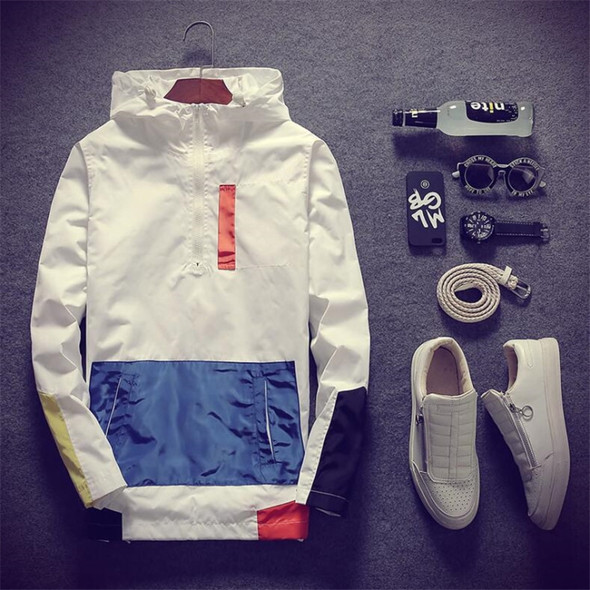 Casual Men's Jackets Waterproof Spring Hooded Coats Men Outerwear Clothing, Size:L(White)