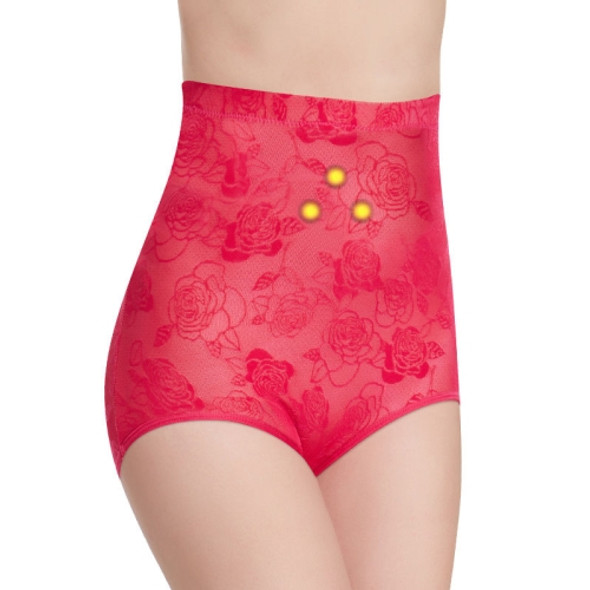 Body Shaping High Waist Slimming Briefs Pure Cotton Crotch Breathable Sexy Women Underwear, Size: L(Rose Red with Magnet)