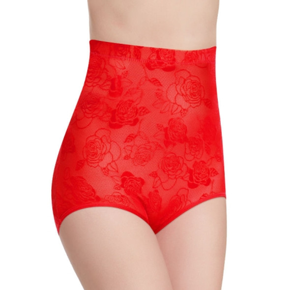 Body Shaping High Waist Slimming Briefs Pure Cotton Crotch Breathable Sexy Women Underwear, Size: L(Red)