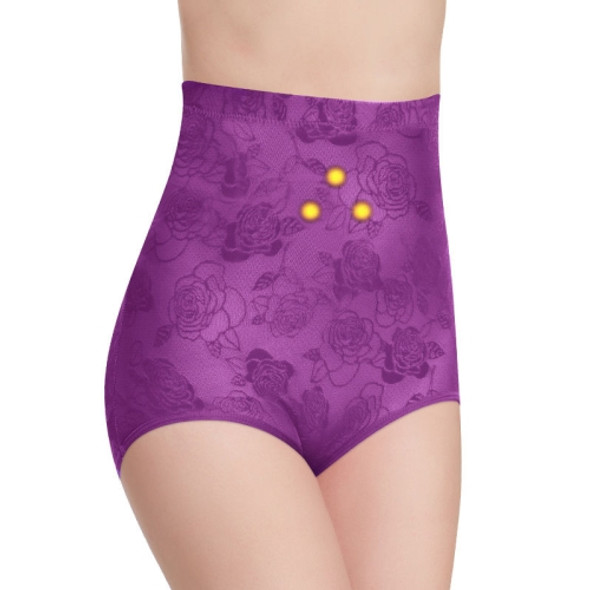 Body Shaping High Waist Slimming Briefs Pure Cotton Crotch Breathable Sexy Women Underwear, Size: L(Purple with Magnet)