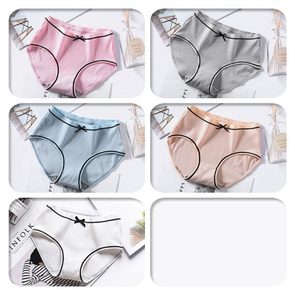 5 PCS / Set Women Underwear Students Girl Bowknot Mid-Waist Sexy Cute Pants, Size: L(Pink+Grey+Blue+Skin+White)