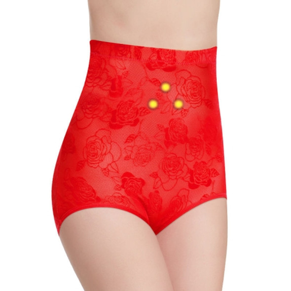 Body Shaping High Waist Slimming Briefs Pure Cotton Crotch Breathable Sexy Women Underwear, Size: XL(Red with Magnet)