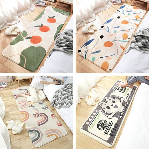 Cartoon Lamb Cashmere Home Mat Room Bedside Long Strip Anti-skid Foot Mat, Size:60×180 cm(Leaf Painting)