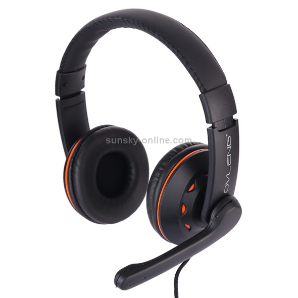 OVLENG X5 Stereo Headset with Mic & 3.5mm Plug & Volume Control Key for Computer, Cable Length: 1.8-2m(Orange)