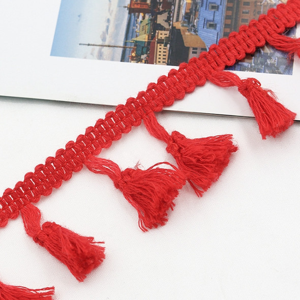 25 Metres 4.5cm Cotton Thread Broom Lace Ribbon Tassel Ethnic For Craft DIY Curtain Home Decorative Clothes Sewing Accessories(Red)