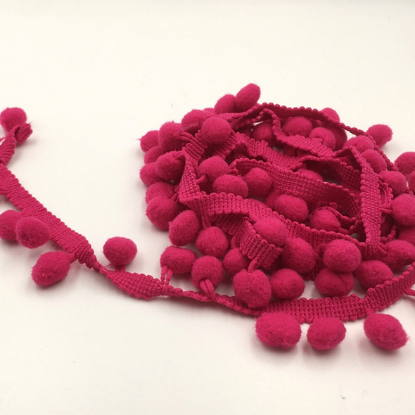 20 Yards 1.2cm Pompom Lace Ribbon Fur Ball Trim For Craft DIY Curtain Home Decorative Clothes Sewing Accessories(Dark Rose Red)