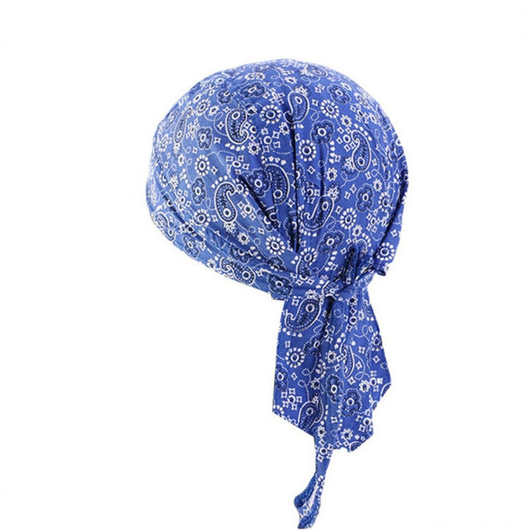2 PCS Pure Cotton Printing Pirate Hat Outdoor Turban Cap Wrap Cap(Royal Blue)