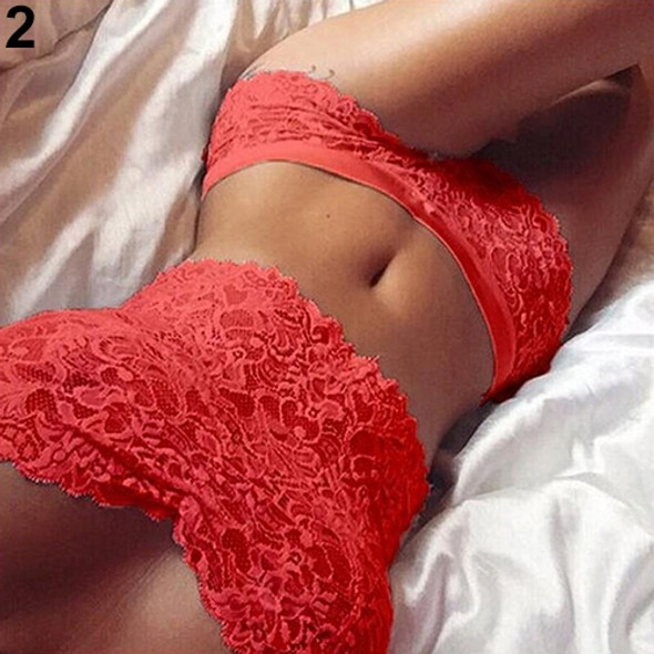 3 PCS Corset Lace Brassiere Push Up Vest Top Bra and Panty Set Underwear set, Cup Size:L(Red)