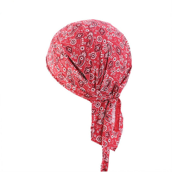 2 PCS Pure Cotton Printing Pirate Hat Outdoor Turban Cap Wrap Cap(Wine Red)