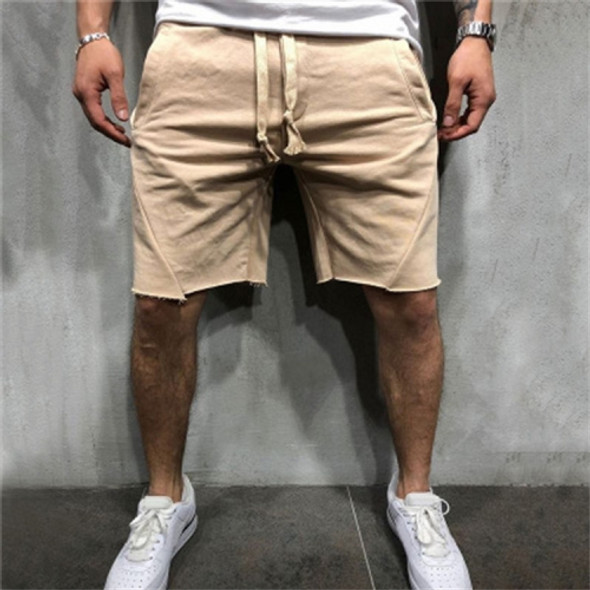 Men Solid Pocket Casual Summer Jogging Half Length Shorts Basketball Shorts, Size: XL(Khaki)