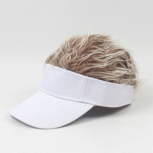 Unisex Fashion Outdoor Sunshade Baseball Cap with Wig, Size: One Size(Children's white coffee wig)
