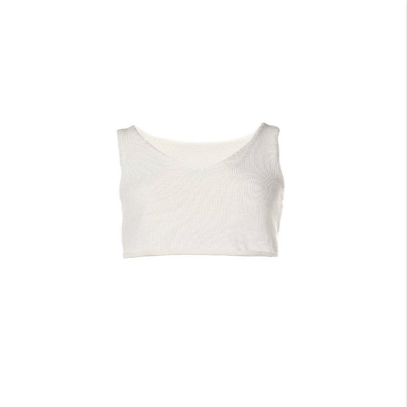 Spring Solid Color Knit Sling V-neck Sleeveless Vest, Size:  One Size( Beige White )