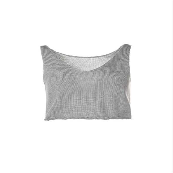 Spring Solid Color Knit Sling V-neck Sleeveless Vest, Size:  One Size( Medium Gray )