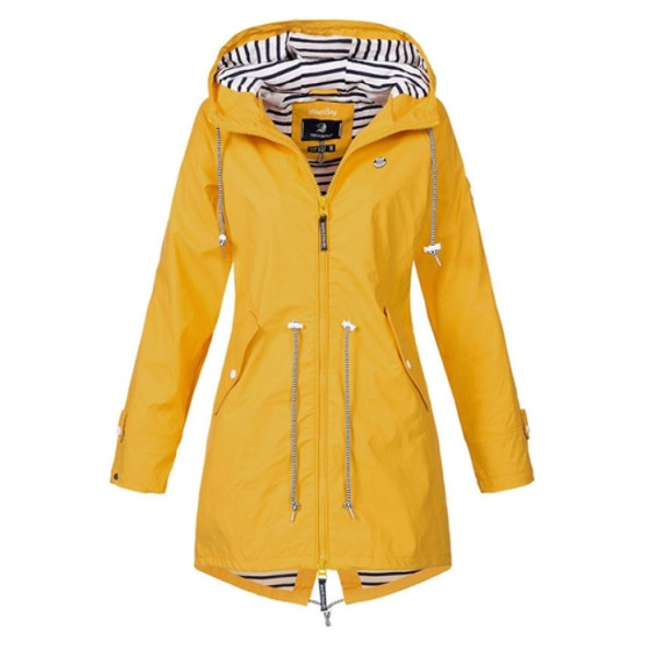 Women Waterproof Rain Jacket Hooded Raincoat, Size:XXXXXL(Yellow)