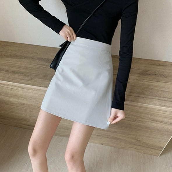 Autumn And Winter High Waist Slim PU Short Skirt Anti-Empty Black All-Match A-Line Skirt, Size: S(Apricot)