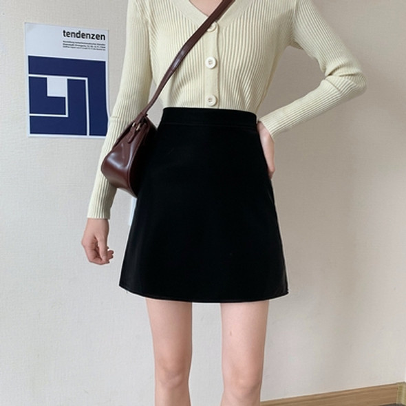 Autumn And Winter High Waist Slim PU Short Skirt Anti-Empty Black All-Match A-Line Skirt, Size: S(Black)